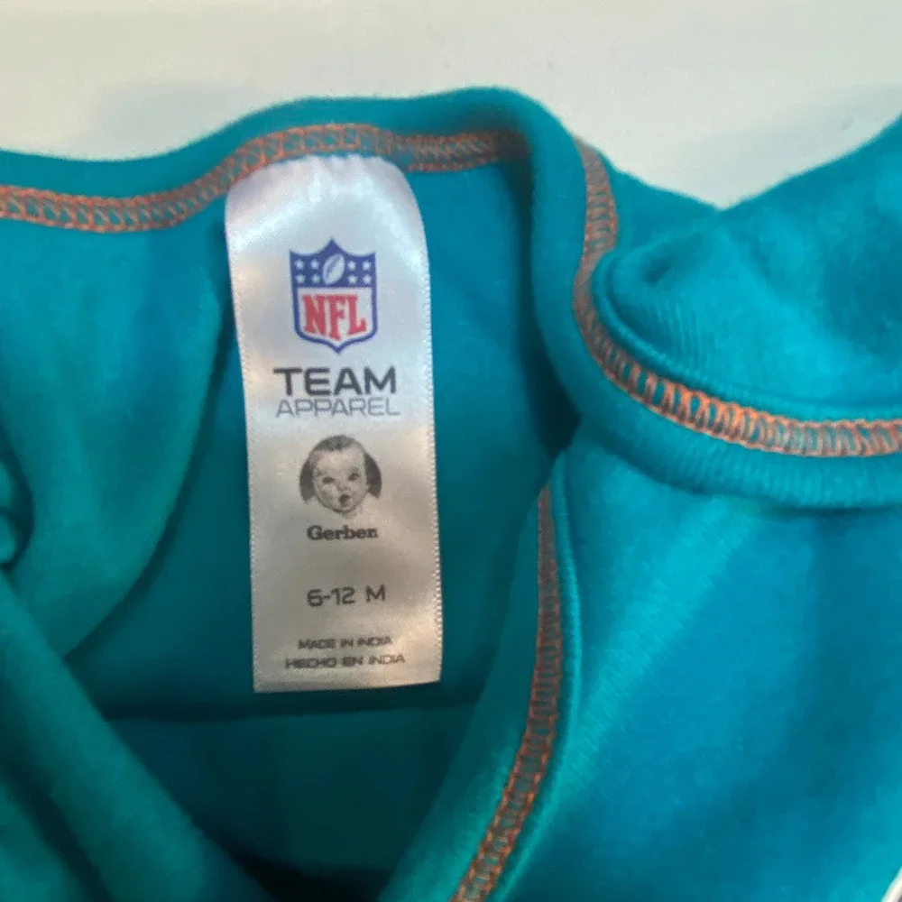 Miami Dolphins NFL Gerber Baby Bodysuit 6-12 Months Football One-Piece Turquoise